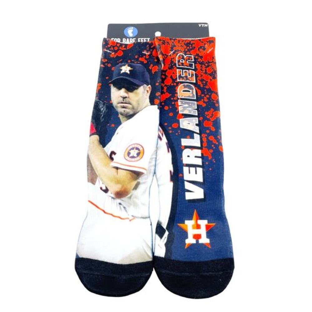 For Bare Feet Houston Astros Youth Justin‎ Verlander Road Warrior Blue Crew Sock